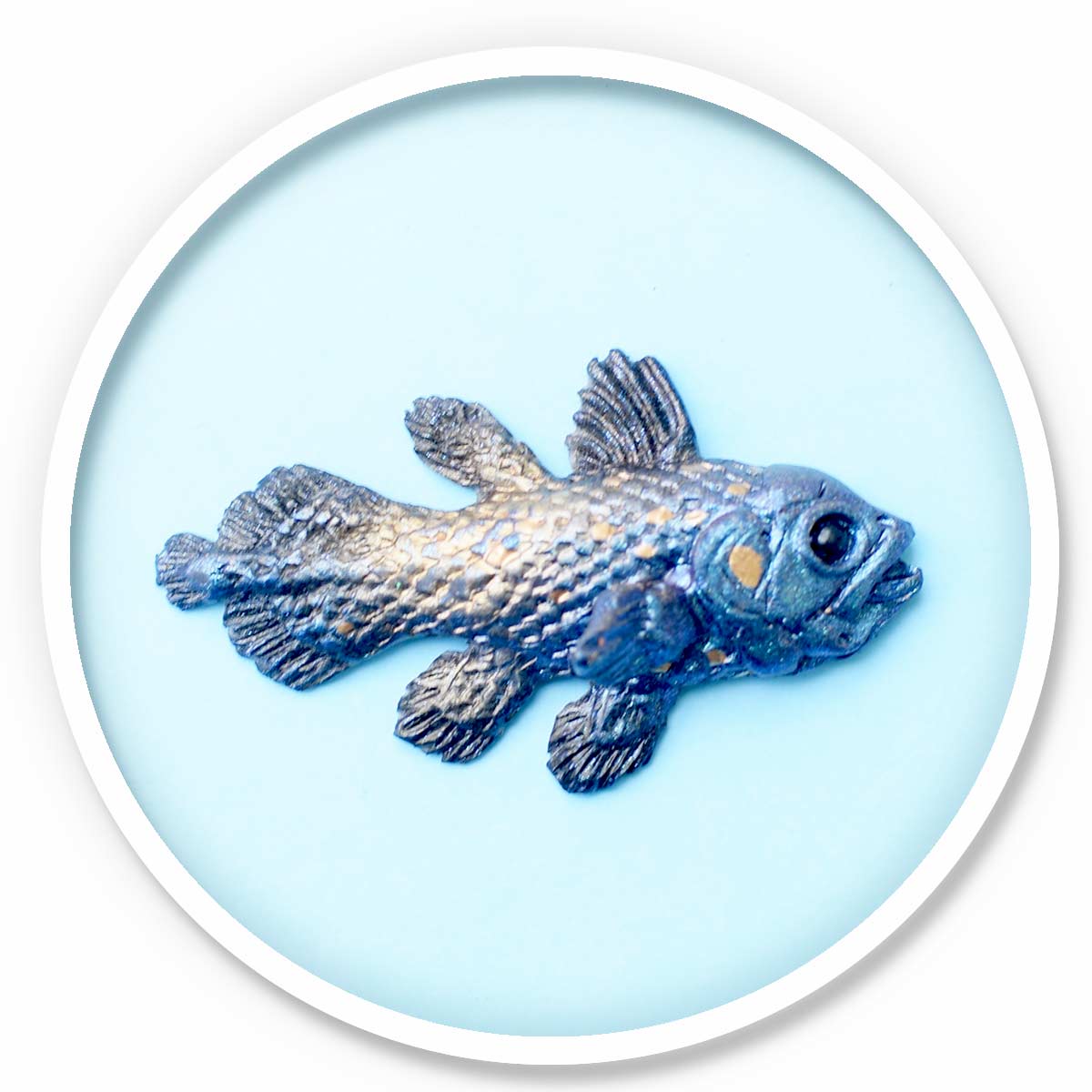 Coelacanth Magnet • Blue and Gold