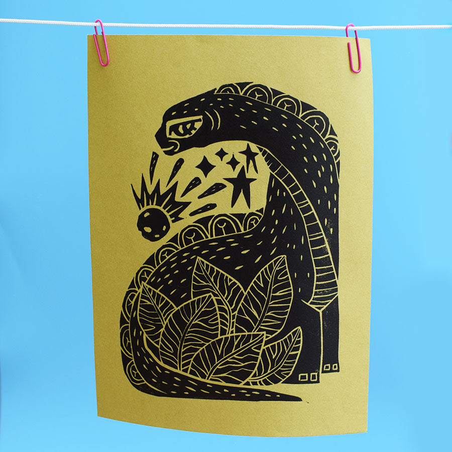 Veggie Dinosaur LinoPrint