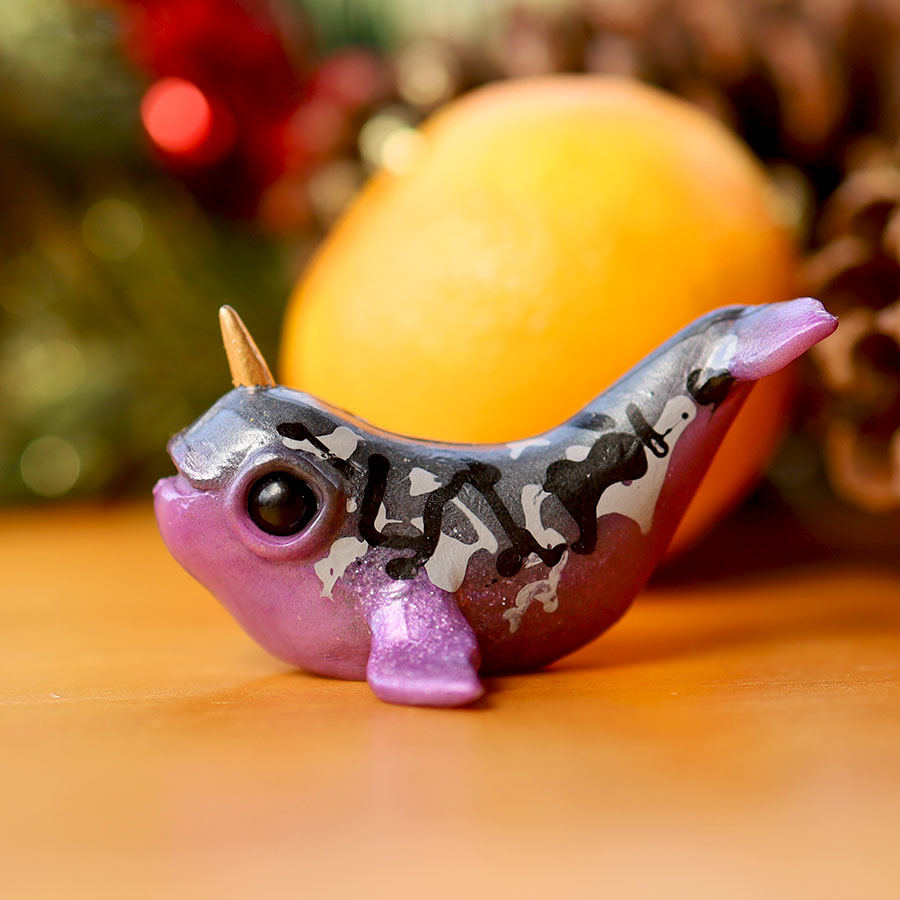 Grey and Pink Narwhal GumiPoni